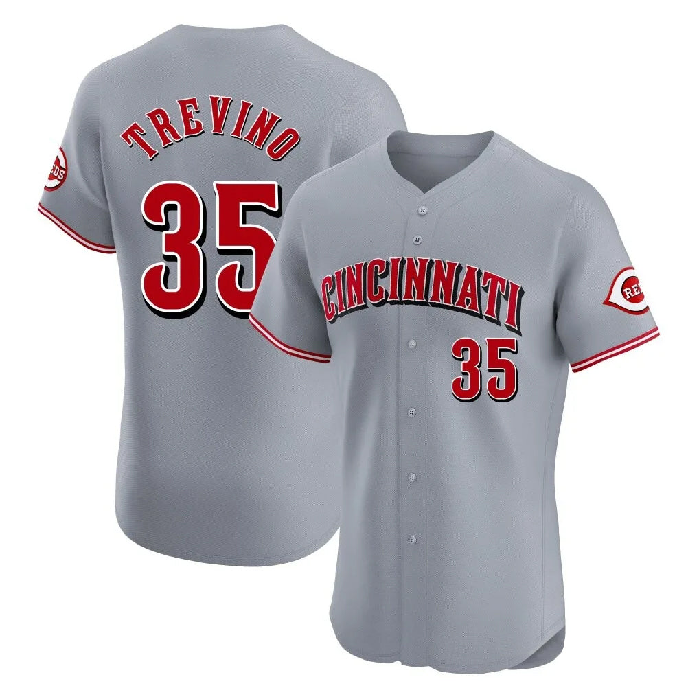 Cincinnati Reds #35 Jose Trevino Player Gray Fedasgoge Limited Elite Home Stitched Jerseys