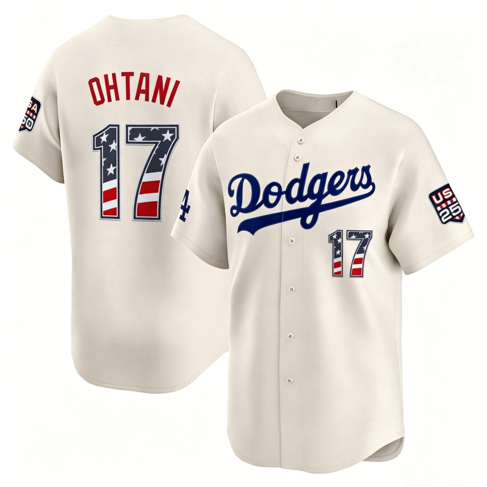 Los Angeles Dodgers #17 Shohei Ohtani Cream Fedasgoge USA 250 Fourth of July Limited Stitched Jersey