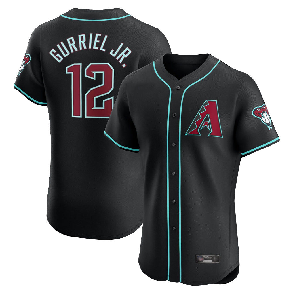 Arizona Diamondbacks #12 Lourdes Gurriel Jr Player Black Fedasgoge Limited Elite Home Game Stitched Jerseys