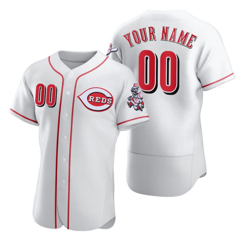 Custom Cincinnati Reds White Fedasgoge 2020 Stitched Flex Base Jersey