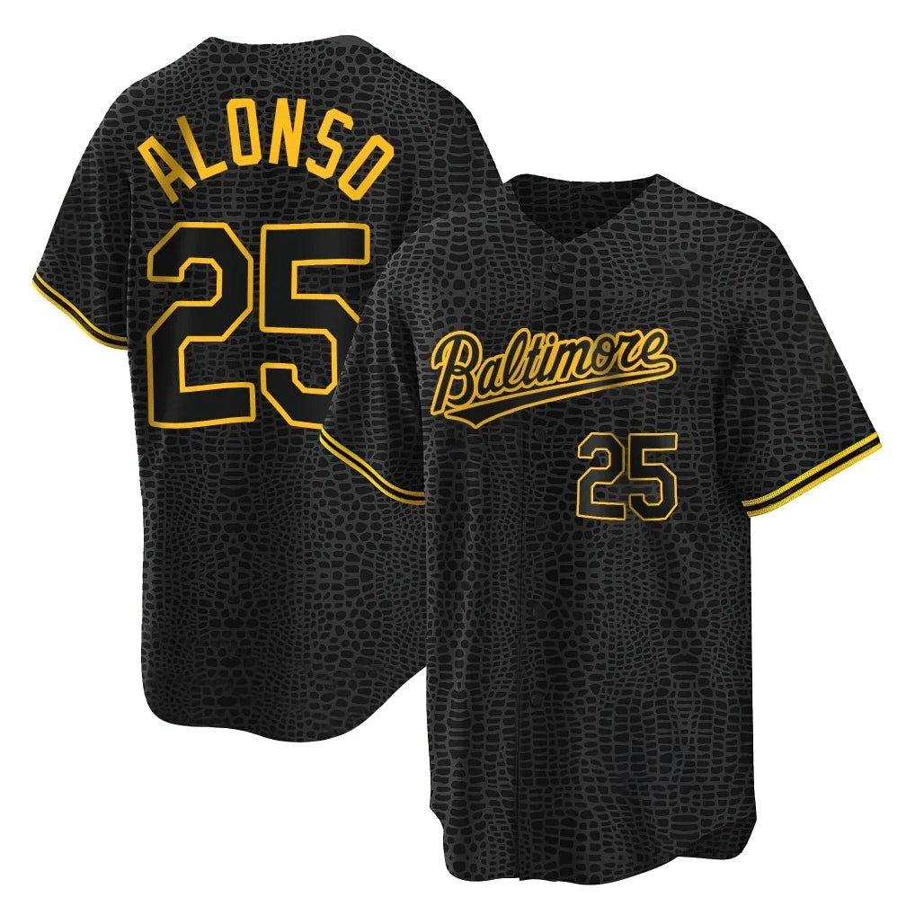 Baltimore Orioles #25 Pete Alonso Player Black Fedasgoge Snake Skin City Home Game Stitched Jerseys