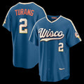 Milwaukee Brewers #2 Brice Turang Mineral Blue Fedasgoge 2026 City Connect Stadium Jersey