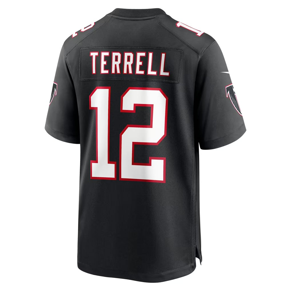 A.Falcons #12 Avieon Terrell Black Alternate Throwback Game Football jersey Fedasgoge