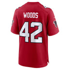 A.Falcons #42 Josh Woods Red Team Game Football jersey Fedasgoge