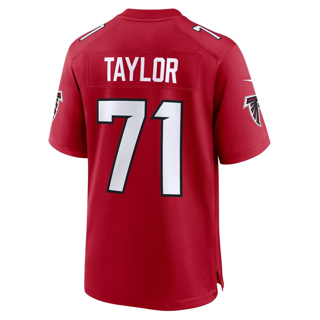 A.Falcons #71 Jawaan Taylor Red Team Game Football jersey Fedasgoge