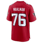 A.Falcons #76 Riley Mahlman Red Team Game Football jersey Fedasgoge