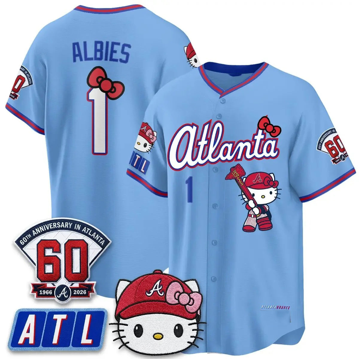 Atlanta Braves #1 Ozzie Albies Powder Blue Fedasgoge Meow KT 2026 Vapor Limited All Stitched Jersey