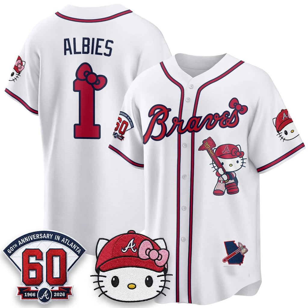 Atlanta Braves #1 Ozzie Albies White Fedasgoge Meow KT 2026 Vapor Limited All Stitched Jersey