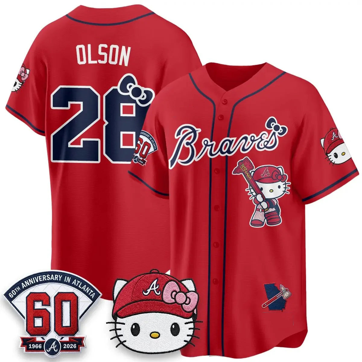 Atlanta Braves #28 Matt Olson Red Fedasgoge Meow KT 2026 Vapor Limited All Stitched Jersey
