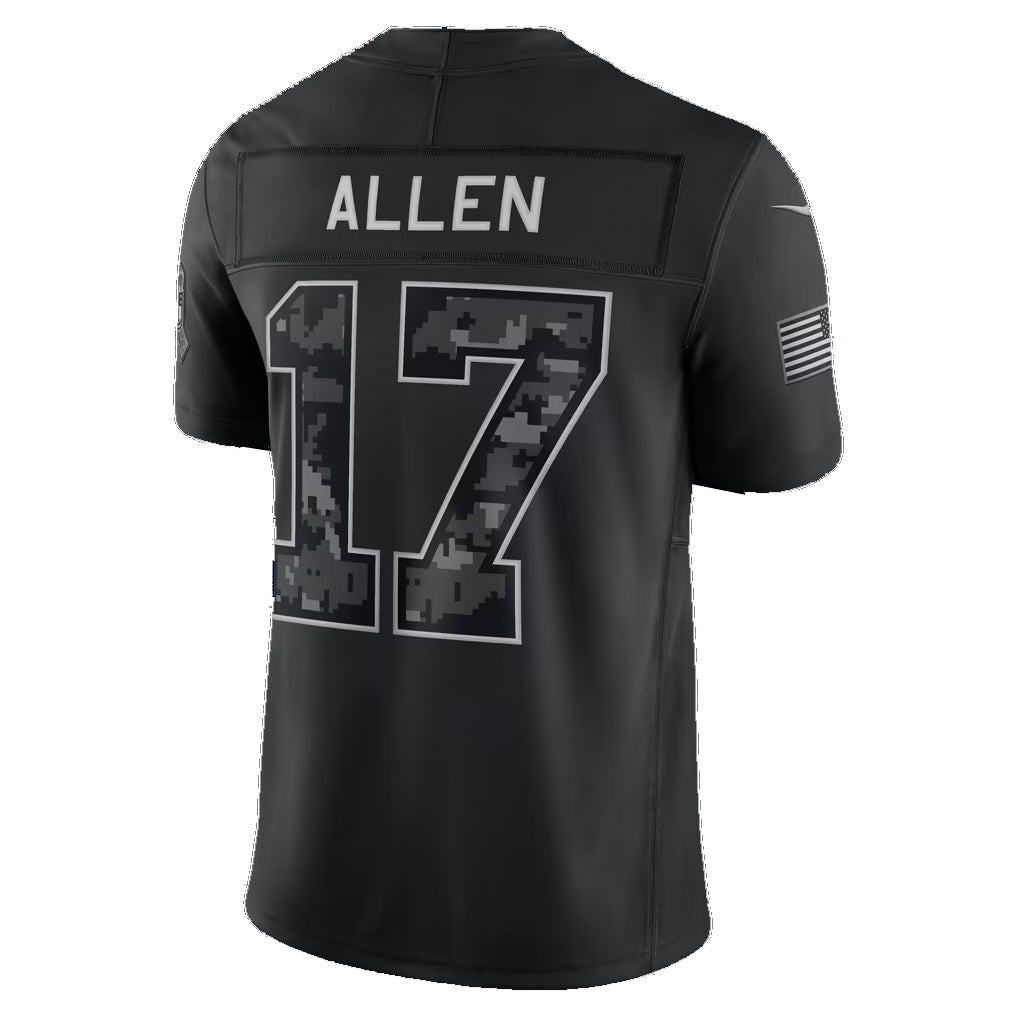 B.Bills #17 Josh Allen Black 2026 Salute to Service Stitched Limited Football jersey Fedasgoge