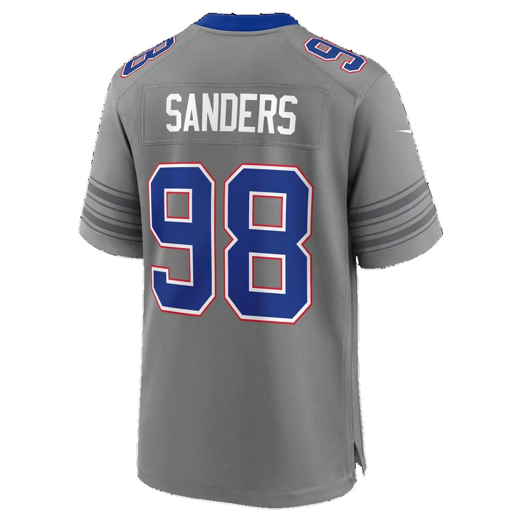 B.Bills #98 T.J. Sanders Gray Fedasgoge Game Player Jersey