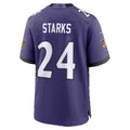 B.Ravens #24 Malaki Starks Purple Team Game Football jersey Fedasgoge