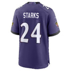 B.Ravens #24 Malaki Starks Purple Team Game Football jersey Fedasgoge