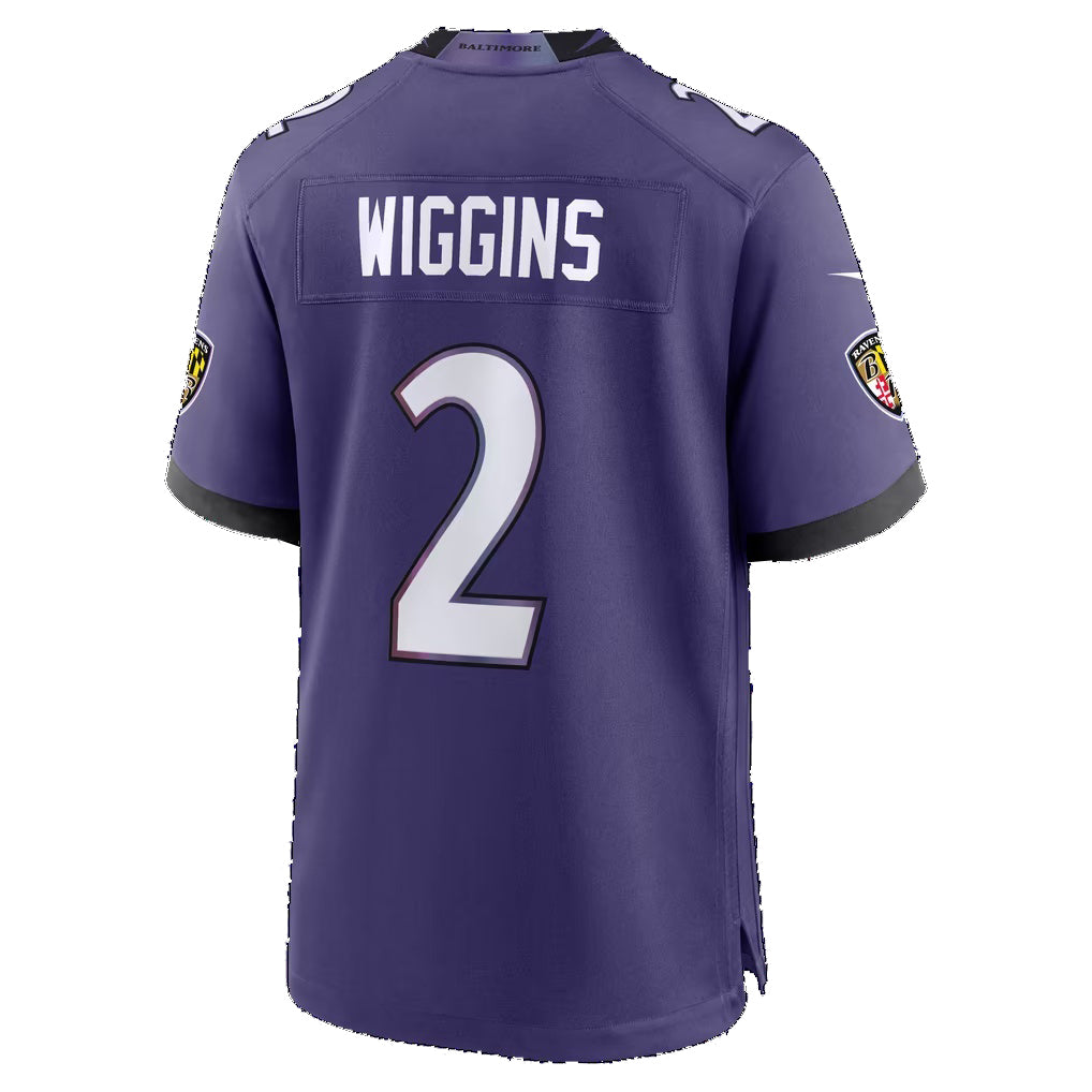 B.Ravens #2 Nate Wiggins Purple Team Game Football jersey Fedasgoge