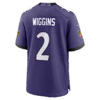 B.Ravens #2 Nate Wiggins Purple Team Game Football jersey Fedasgoge