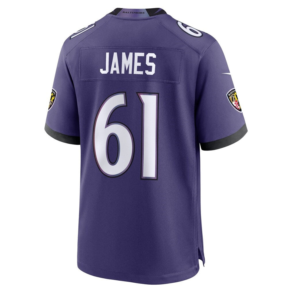 B.Ravens #61 Andre James Purple Team Game Jersey Fedasgoge