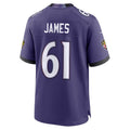 B.Ravens #61 Andre James Purple Team Game Jersey Fedasgoge