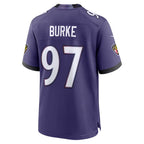 B.Ravens #97 Ethan Burke Purple Team Game Football jersey Fedasgoge