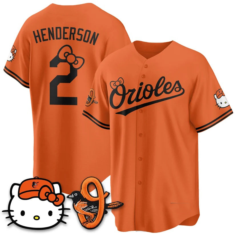 Baltimore Orioles #2 Gunnar Henderson Orange Fedasgoge Meow KT Vapor Premier Limited Stitched Jersey