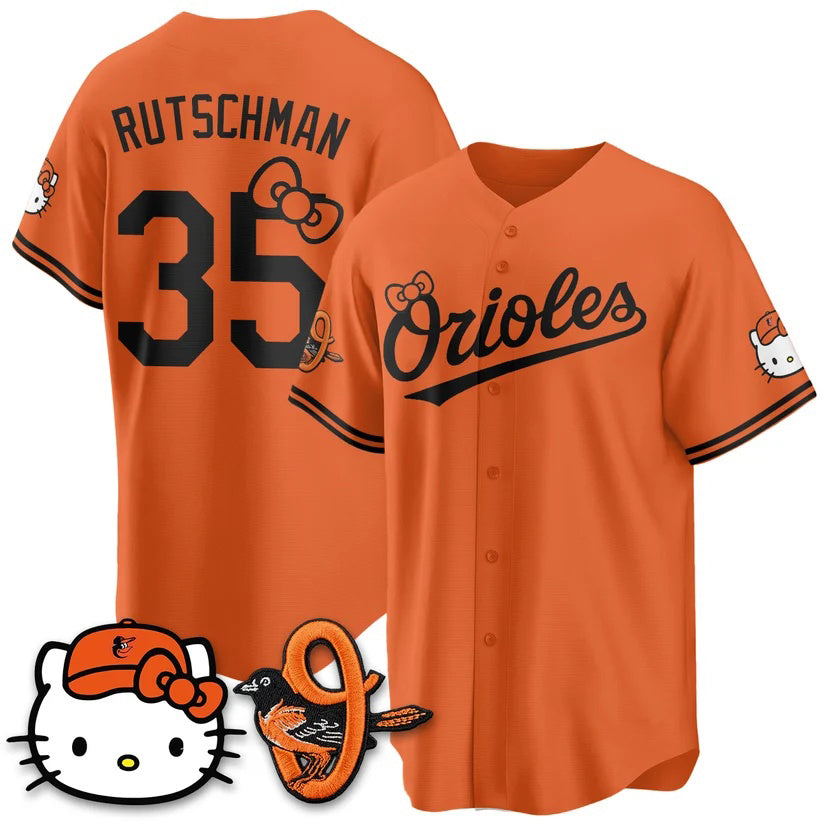 Baltimore Orioles #35 Adley Rutschman Orange Fedasgoge Meow KT Vapor Premier Limited Stitched Jersey