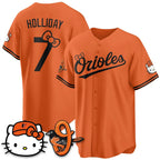 Baltimore Orioles #7 Jackson Holliday Orange Fedasgoge Meow KT Vapor Premier Limited Stitched Jersey