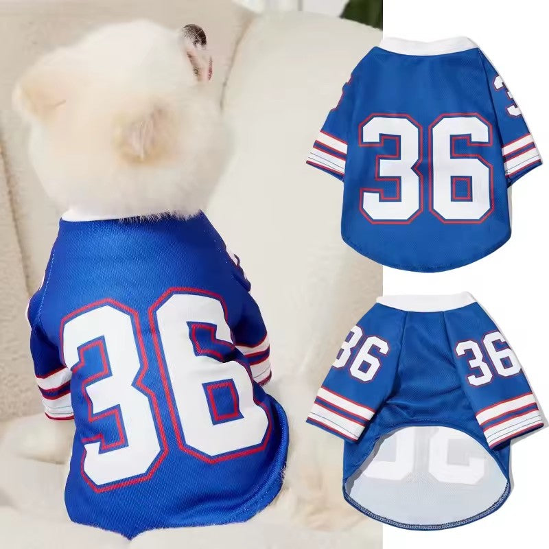 Blue No.36 Mesh Breathable Dog Clothes Teddy Sport Large Dog Jersey Basketball Clothing Puppy T-Shirts Summer Pet Cat Shirts