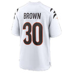 C.Bengals #30 Chase Brown White Game Football jersey Fedasgoge