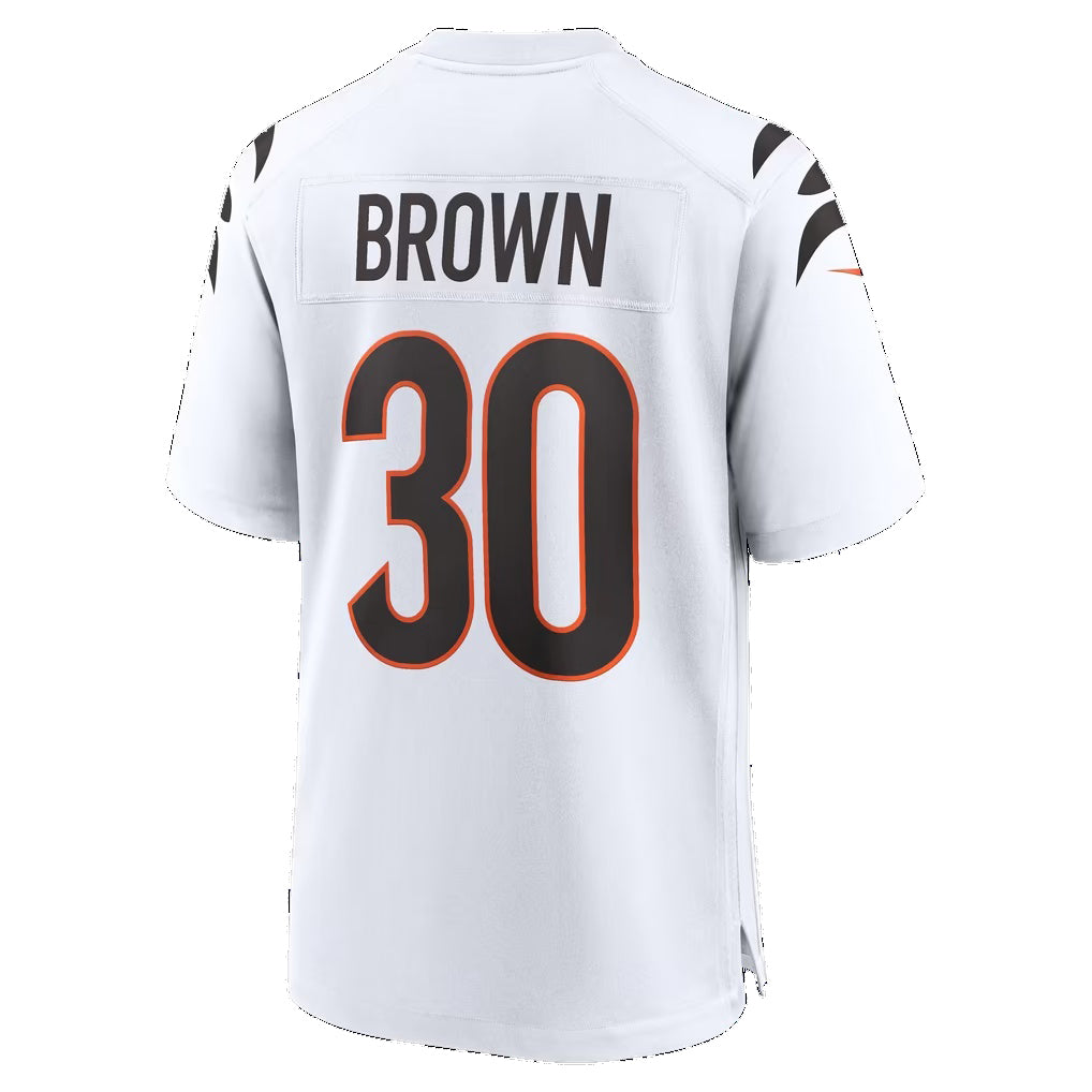 C.Bengals #30 Chase Brown White Game Football jersey Fedasgoge