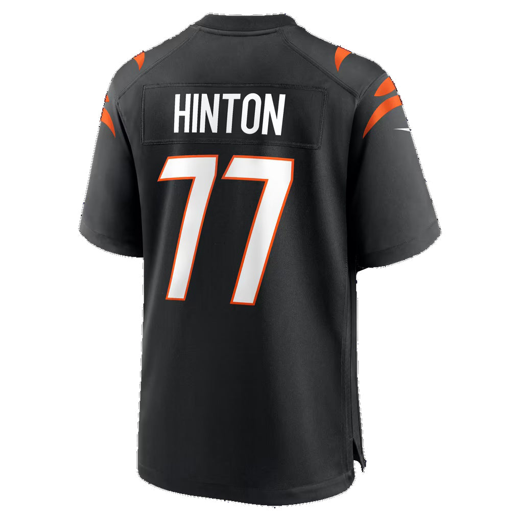 C.Bengals #77 Myles Hinton Black Team Game Football jersey Fedasgoge