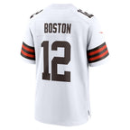 C.Browns #12 Denzel Boston White Game Football jersey Fedasgoge