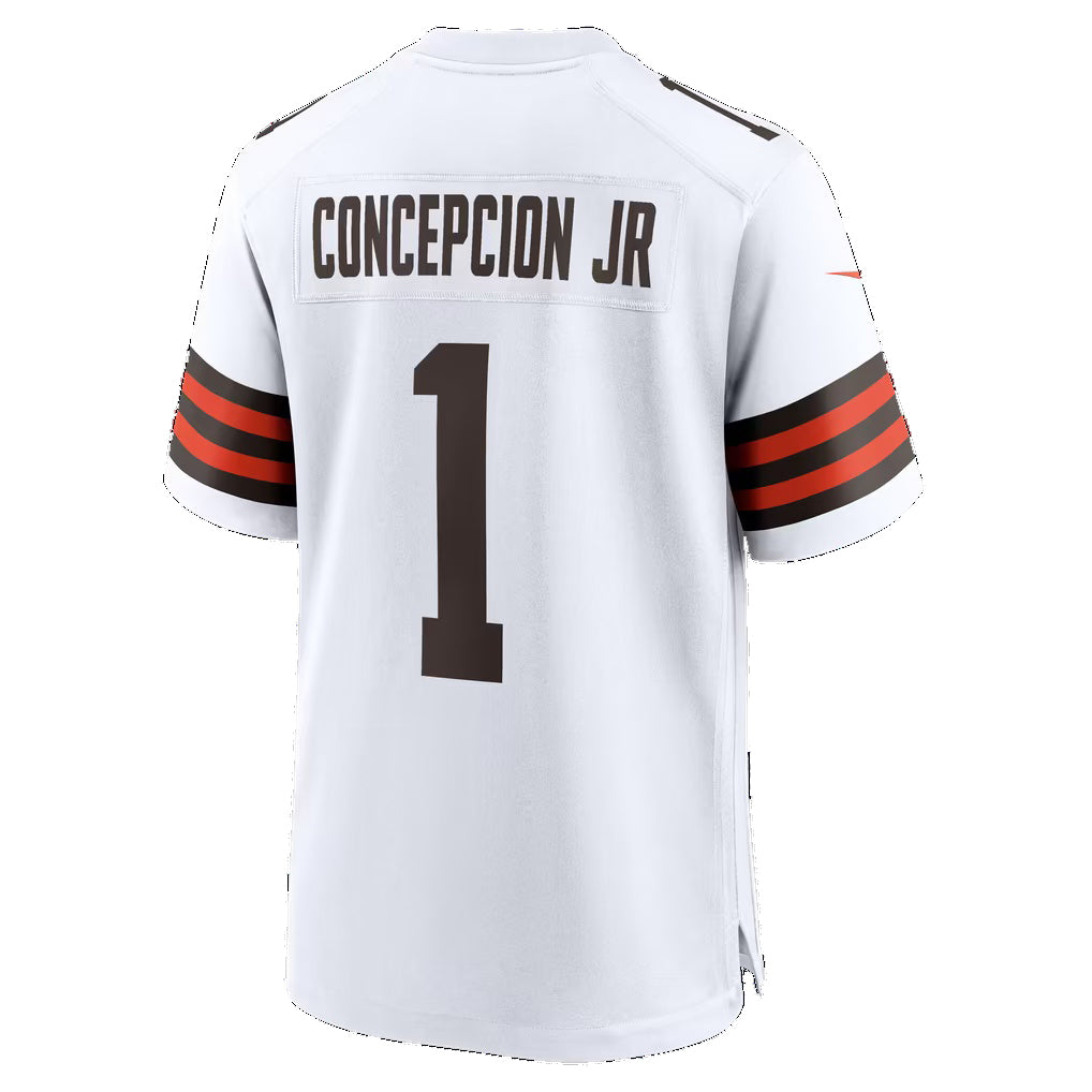 C.Browns #1 KC Concepcion Jr. White Game Football jersey Fedasgoge