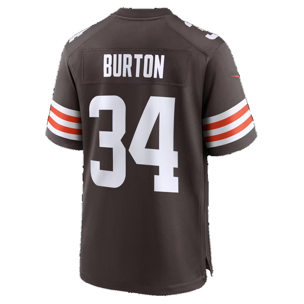 C.Browns #34 Michael Burton Brown Team Game Football jersey Fedasgoge