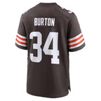 C.Browns #34 Michael Burton Brown Team Game Football jersey Fedasgoge