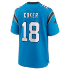 C.Panthers #18 Jalen Coker Blue Alternate Game Football jersey Fedasgoge