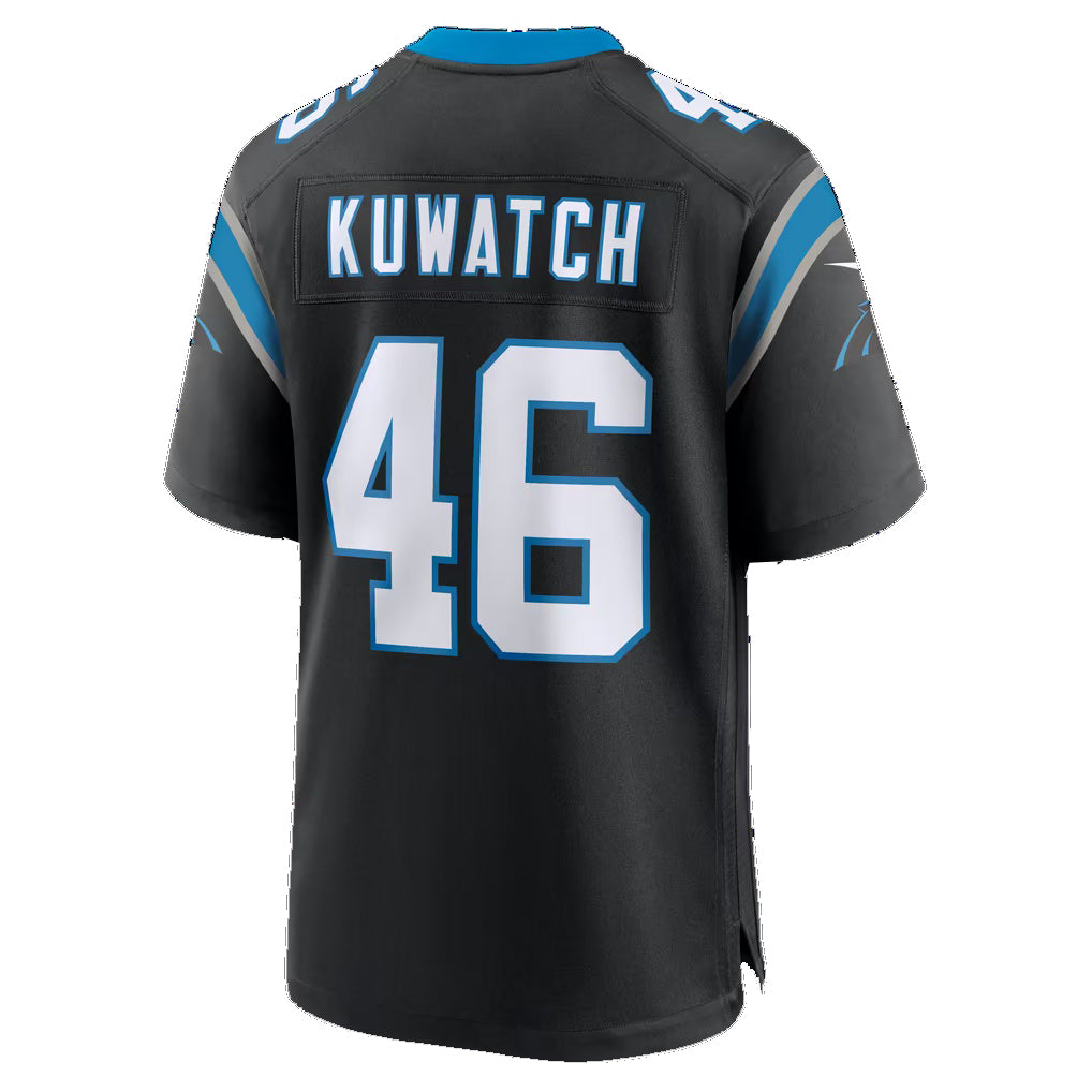 C.Panthers #46 Jackson Kuwatch Black Team Game Football jersey Fedasgoge
