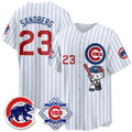 Chicago Cubs #23 Ryne Sandberg Pinstripe White Fedasgoge Meow KT All Stitched Jersey