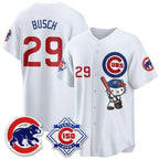 Chicago Cubs #29 Michael Busch White Fedasgoge Meow KT All Stitched Jersey