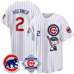 Chicago Cubs #2 Nico Hoerner Pinstripe Pink Fedasgoge Meow KT All Stitched Jersey