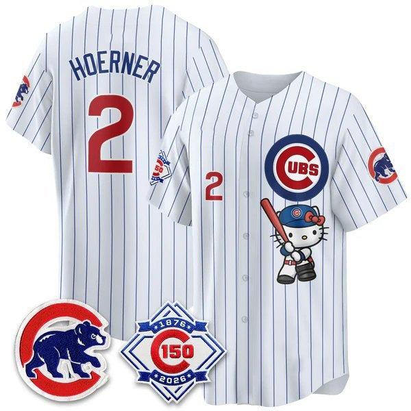 Chicago Cubs #2 Nico Hoerner Pinstripe White Fedasgoge Meow KT All Stitched Jersey