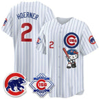 Chicago Cubs #2 Nico Hoerner Pinstripe White Fedasgoge Meow KT All Stitched Jersey