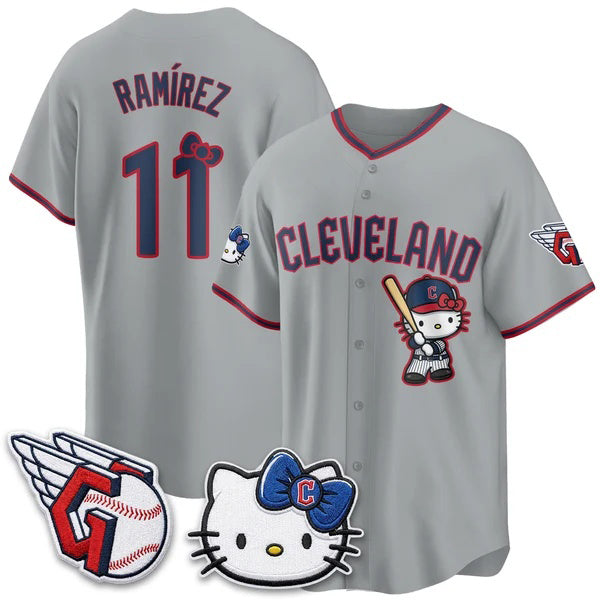 Cleveland Guardians #11 Jose Ramirez Gray Fedasgoge Meow KT Vapor Stitched Jersey
