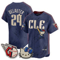 Cleveland Guardians #24 Chase DeLauter Navy Fedasgoge Meow KT Vapor Stitched Jersey