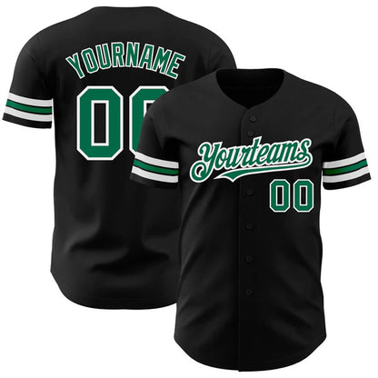 Custom Black Kelly Green-White Authentic Baseball Jersey