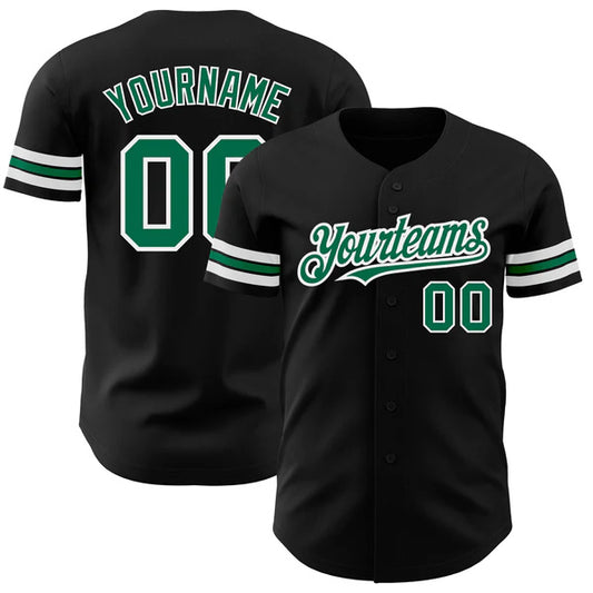 Custom Black Kelly Green-White Authentic Baseball Jersey
