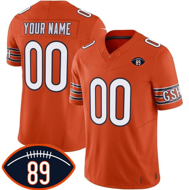 Custom C.Bears Active Player Orange 2026 With Mike Ditka 89 Patch F.U.S.E. Vapor Untouchable Limited Stitched Jersey Fedasgoge