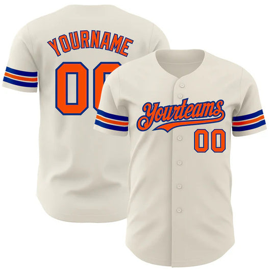 Custom Cream Orange-Royal Authentic Baseball Jersey