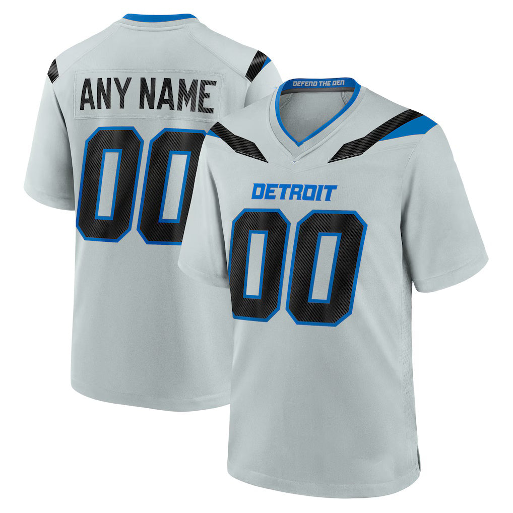 Custom D.Lions Silver 2026 Rivalries Collection Game Jersey Fedasgoge