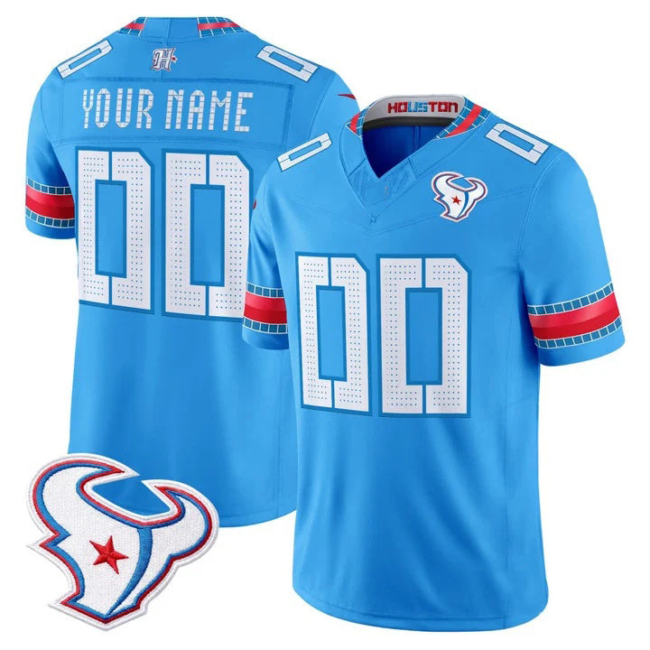 Custom H.Texans Rivalries Blue Jersey - All Stitched Jersey Fedasgoge