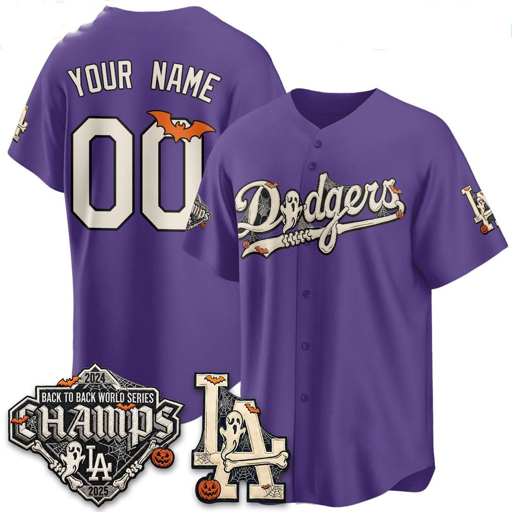 Custom Los Angeles Dodgers Purple Halloween 2026 Baseball jersey Fedasgoge