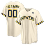 Custom Milwaukee Brewers Cream 2026 World Series Patch Home Replica Jersey Fedasgoge